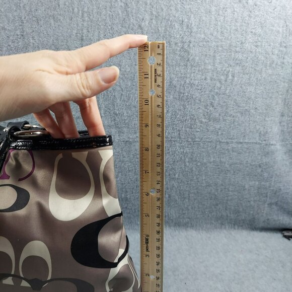 Coach Signature Soho Hobo Tote Bag F13739 Tan & Purple Womens Handbag 11" x 9" x - Picture 4 of 9